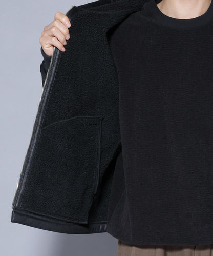 クラックフェイクムートンフードブルゾン