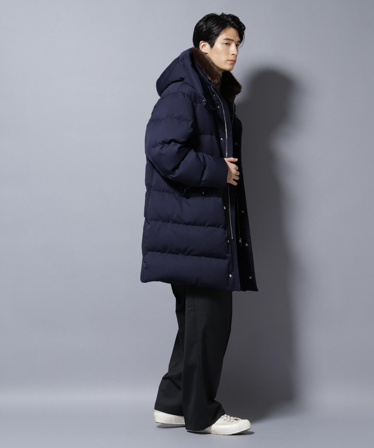 「西川ダウン(R)」フェイクファーカラーサージロングダウン