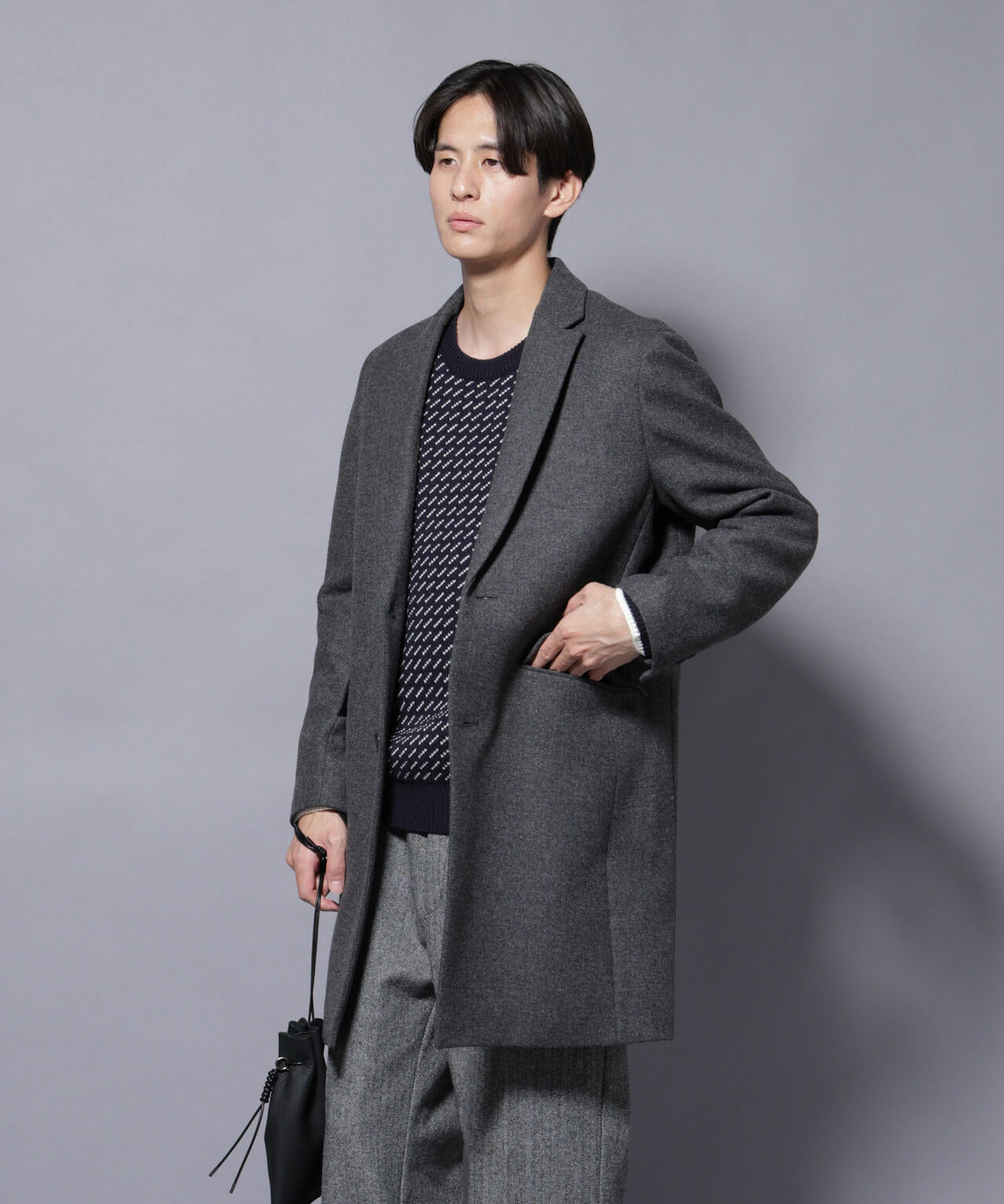 ウール/Nメルトンチェスターコート