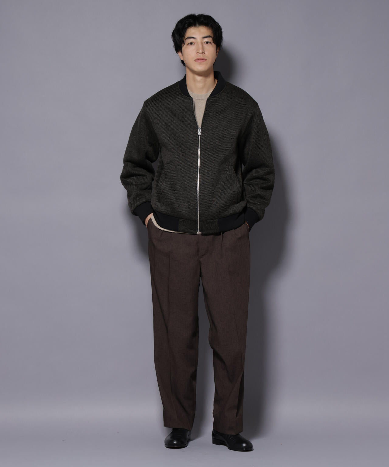 ニットフリースZIPブルゾン(セットアップ可)