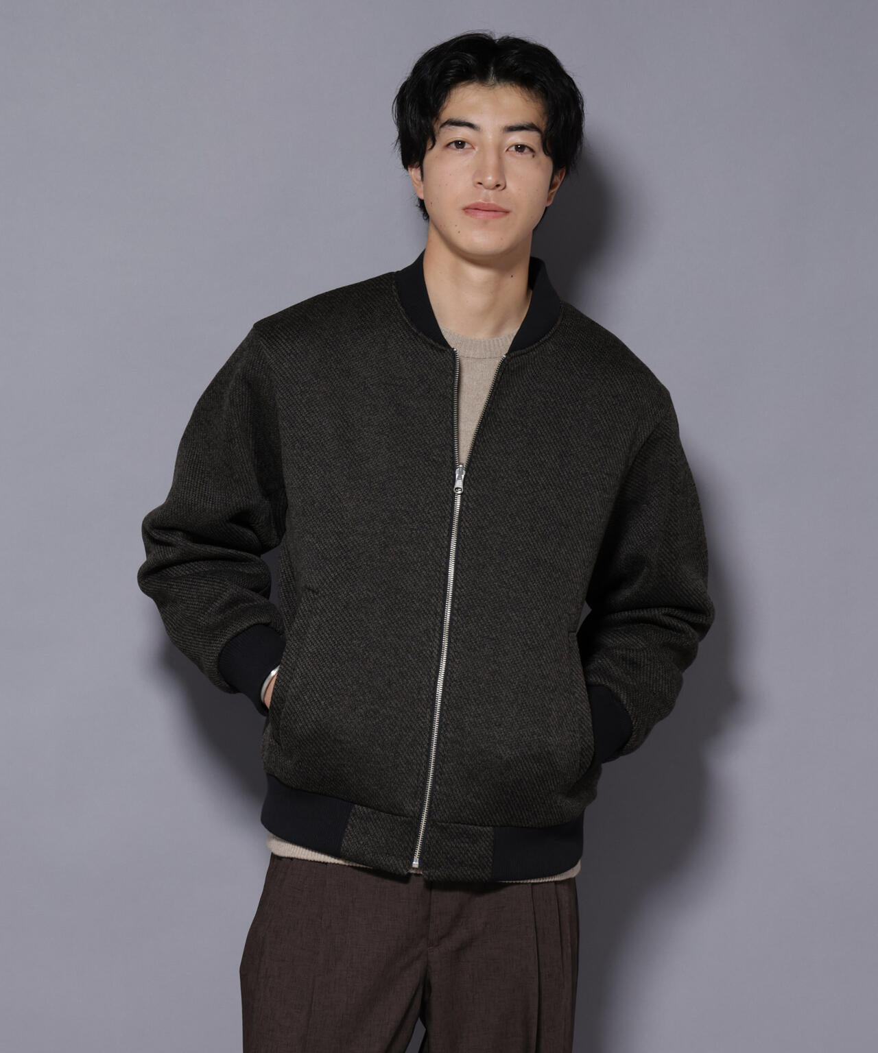 ニットフリースZIPブルゾン(セットアップ可)