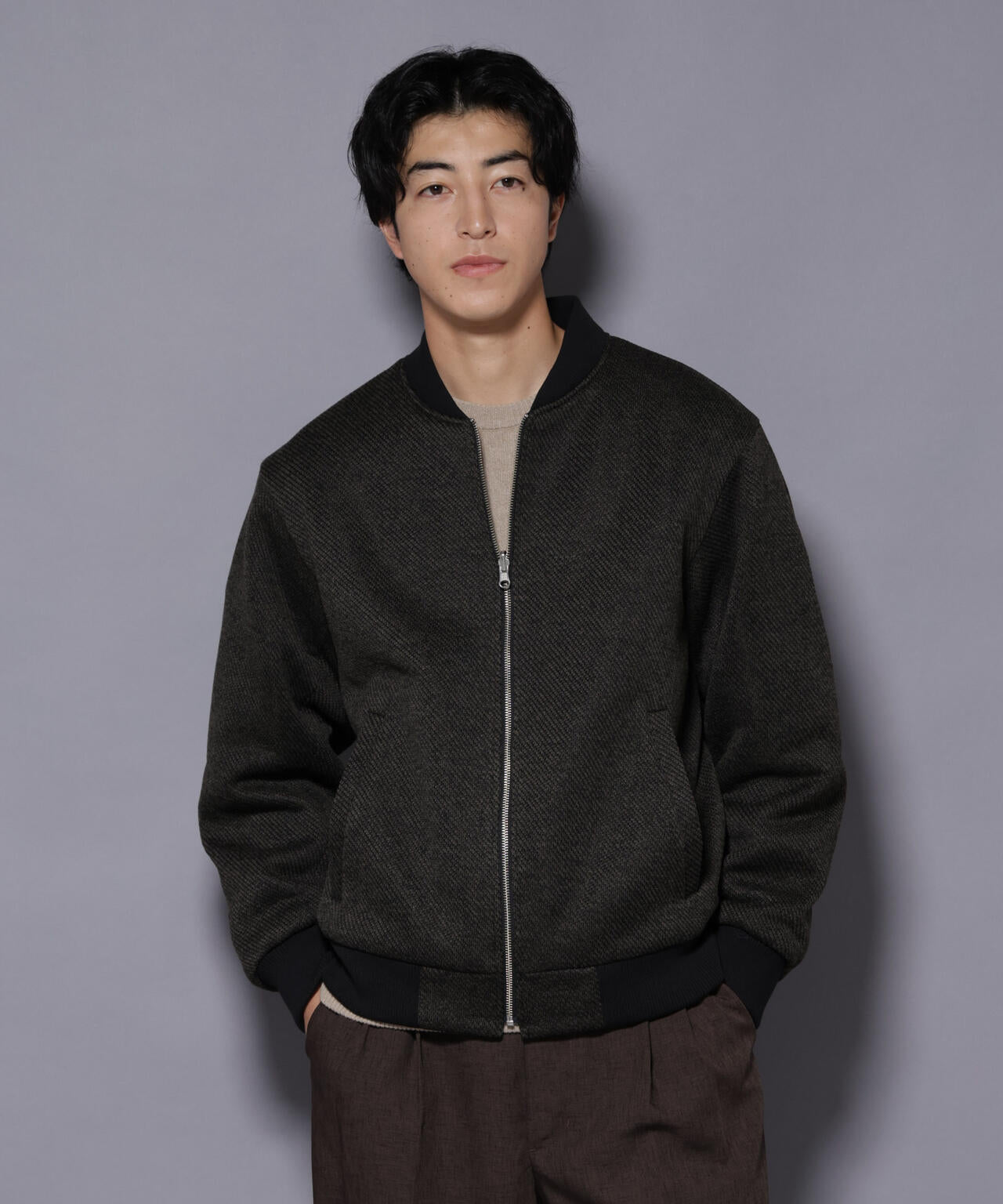ニットフリースZIPブルゾン(セットアップ可)